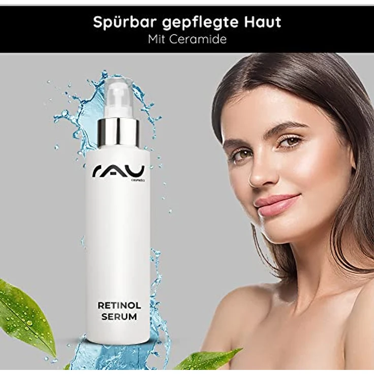 RAU Cosmetics Vitamin A Retinol Serum 100 ml - Anti-Aging Serum mit Hyaluronsäure, Vitamin A & Panthenol - gegen Falten im Gesicht & Anti Akne & Pickel – Bild 5