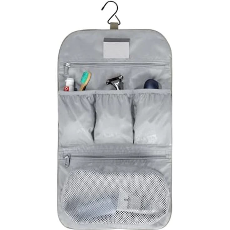 Jack Wolfskin Konya Necessaire, grau, 1 l, robustes Armatech Plus 600D-Gewebe, mit abnehmbaren Spiegel und mehreren Fächern – Bild 4