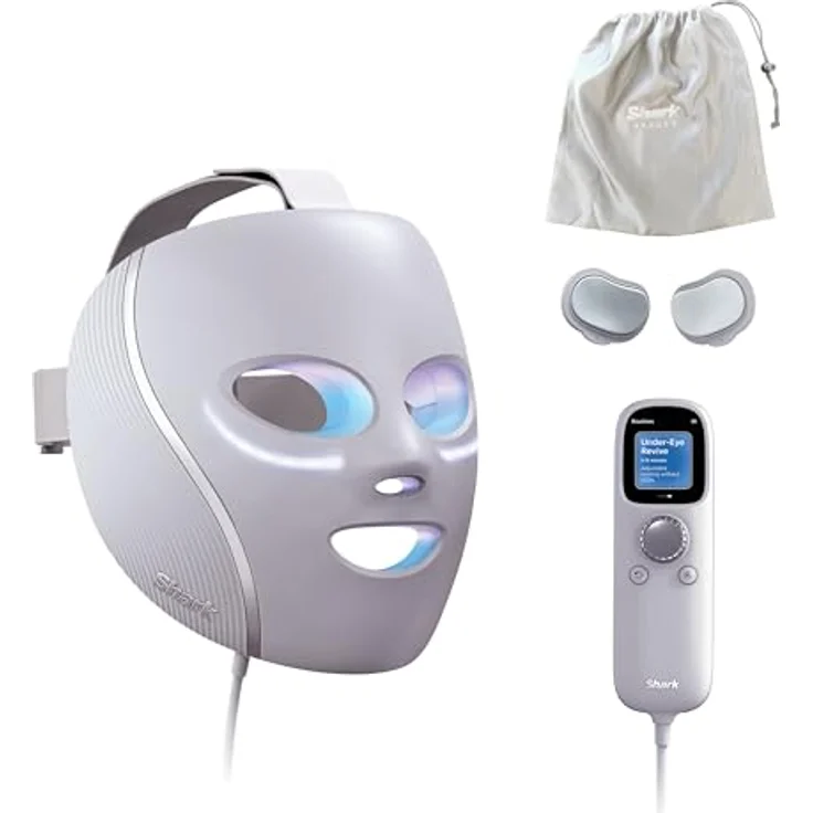 Shark CryoGlow LED Maske, Lichttherapie Maske mit Kühlung der Augenpartie, Anti-Aging, rote/blaue LED, USB-C, Fernbedienung, Kühles Lila FW312EUPL – Bild 1