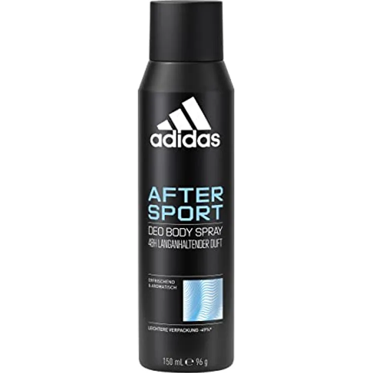 adidas After Sport Deo Körperspray, 150 ml - erfrischend-aromatisches Dufterlebnis mit ätherischem Zitronenöl, vegan, ohne Aluminiumsalze