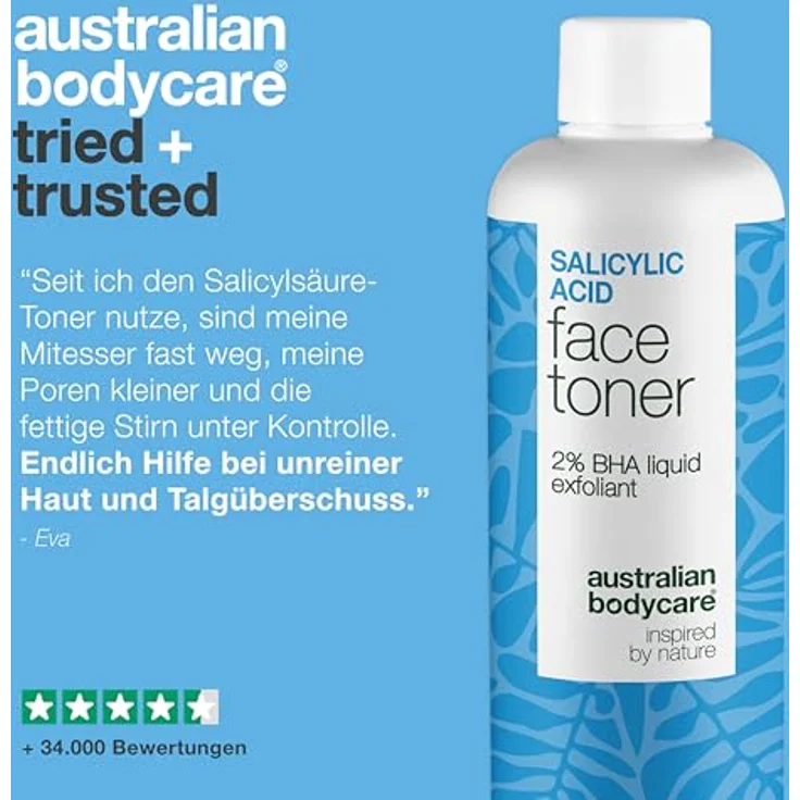Australian Bodycare Salicylsäure Peeling Toner mit 2% Salicylsäure, Glykolsäure, Zink & Panthenol gegen Pickel, verstopfte Poren & fettige Haut – Bild 5