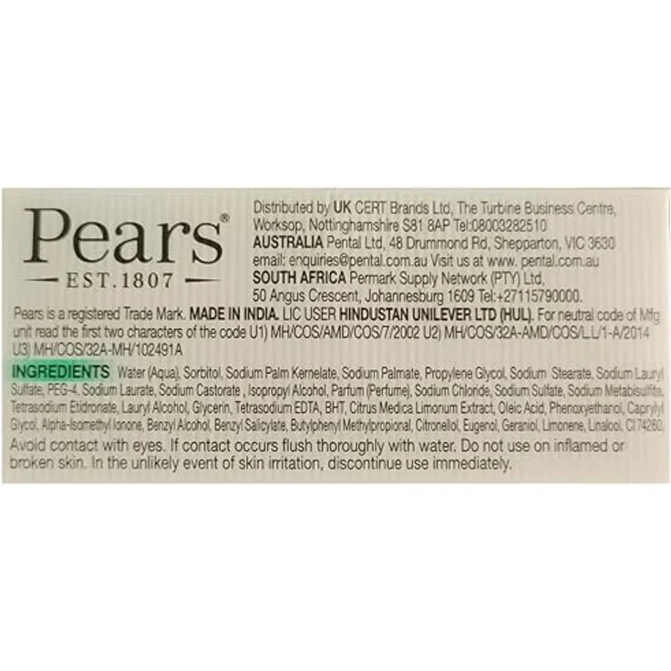 PEARS Seife, Lemon Flower, transparent, Pure & Gentle, 125g – Bild 2