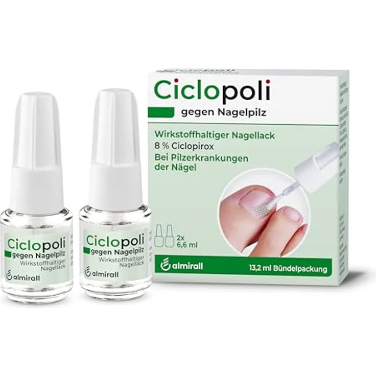 Ciclopoli Nagellack gegen Nagelpilz, mit Ciclopirox und Tiefwirk-Effekt, 13,2 ml Bündelpackung (2 x 6,6 ml), 1x täglich auftragen