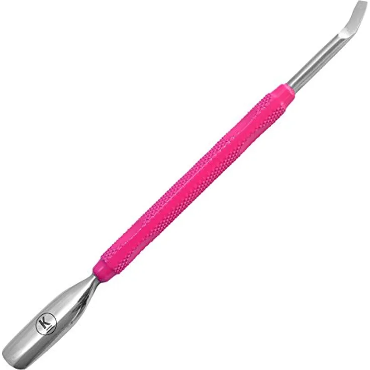 K-Pro Nagelhautschieber und Nagelreiniger mit Löffel aus Edelstahl - Pro Pusher (Pink)