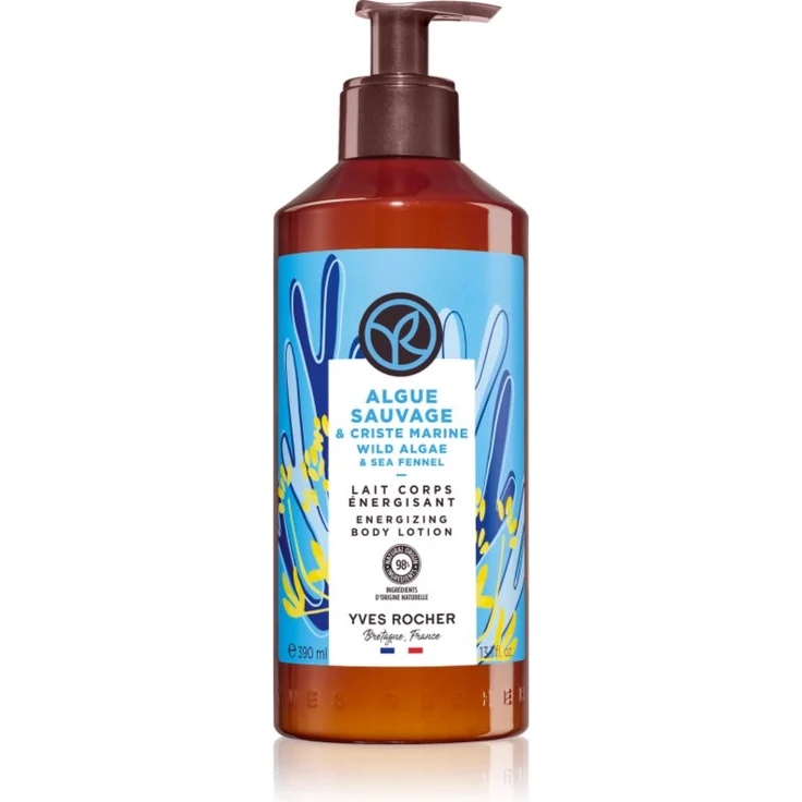 Yves Rocher Bain de Nature, energiespendende Bodylotion mit Wild Algae & Sea Fennel, 390 ml, für intensive Feuchtigkeitsversorgung und schnelle Absorption