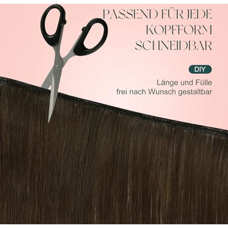 Easyouth Tressen Echthaar 40 cm, Dunkelste Braune Mischung Mittelbraun und Aschblond, 100g zum Einnähen – Bild 4