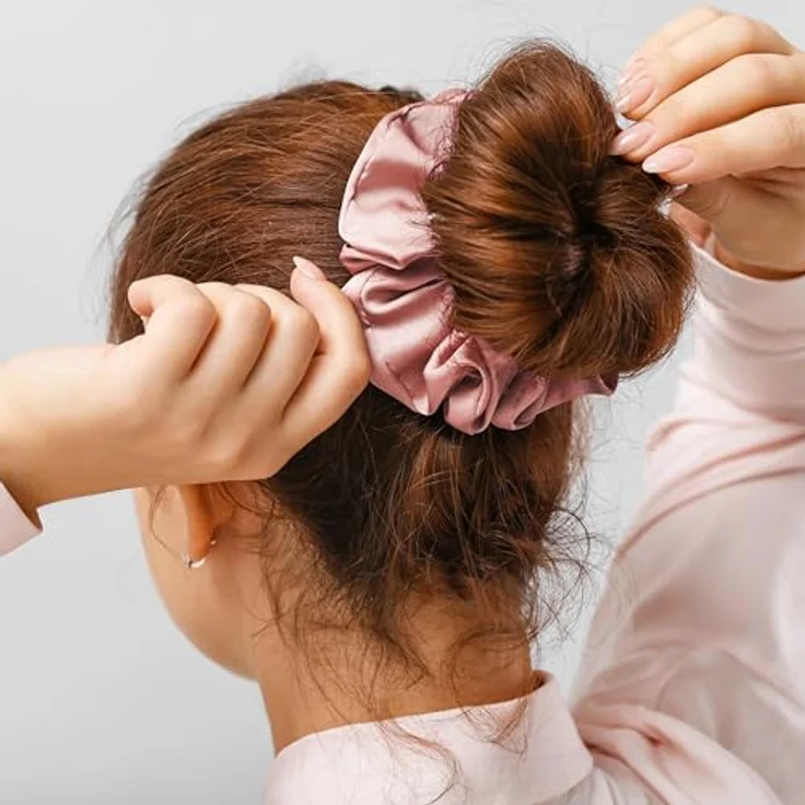townssilk Seidenhaarschlaufe, 100% reine Maulbeerseide, 22 Momme, haarschonend, luxuriös, 3er Set in verschiedenen Farben – Bild 5