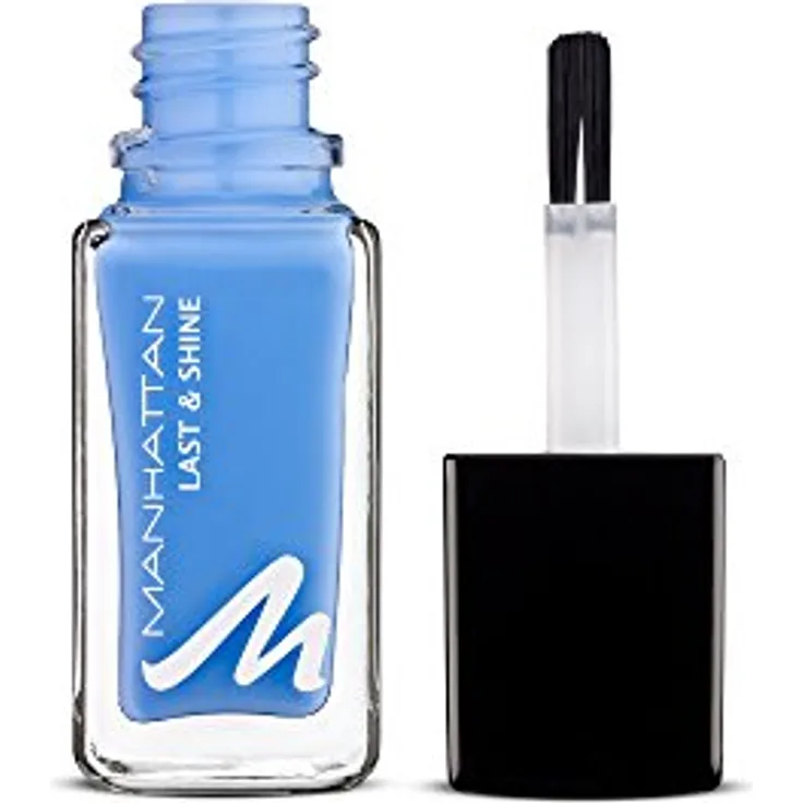 Manhattan Last & Shine Nagellack – Hellblauer, glänzender Nail Polish für 10 Tage perfekten Halt – Farbe Feelin'Fly 855 – 1 x 10ml