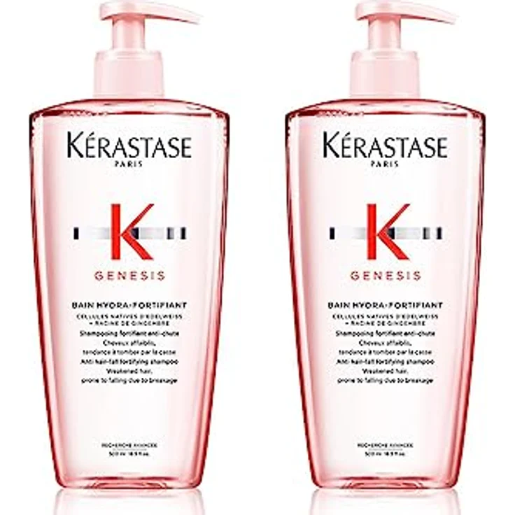 Kérastase Shampoo für feines Haar, Nährendes und kräftigendes Haarbad gegen Haarverlust, Bain Hydra-Fortifiant, Genesis, 2 x 500 ml, 1 LT – Bild 1