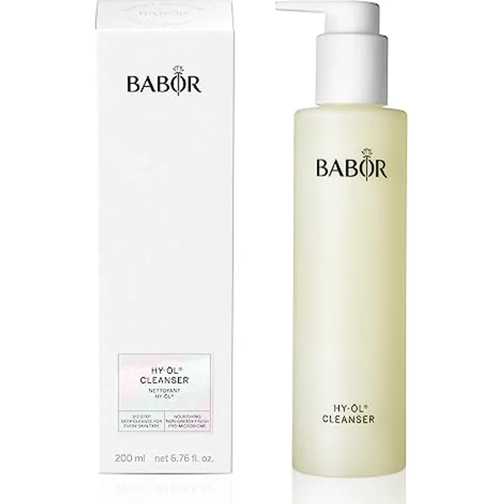 BABOR Hy-Öl Cleanser für jeden Hauttyp, Pflege-Öl für die tägliche Gesichtsreinigung, Make-up-Entferner, Vegane Formel mit Vitamin E, 1 x 200 ml
