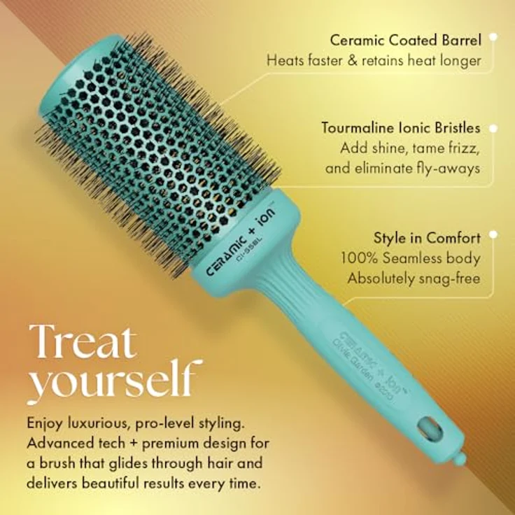 Olivia Garden Ceramic Ion Round Thermal Hair Brush 2.125, professionelle Rundbürste mit Keramik-Ionen-Technologie für glänzende, voluminöse Frisuren – Bild 3