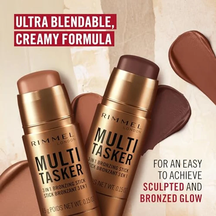Rimmel London Multitasker Bronzing Stick, Bronzer und Concealer mit Vitamin C und E, Farbton Light 001, 4,5 g – Bild 4