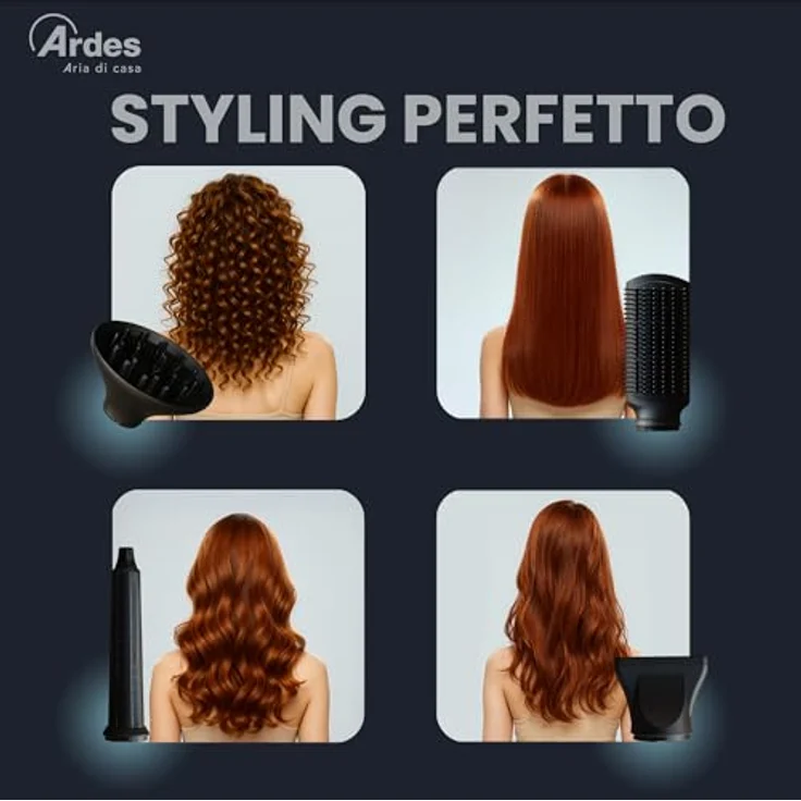 Ardes ESTYLIA ARPHON03 5-in-1 Styler und Haartrockner, 110.000 U/min Digitalmotor, automatischer Lockenstab, Coanda-Technologie, inklusive Glättungsbürste, Konzentrator und Diffusor – Bild 5