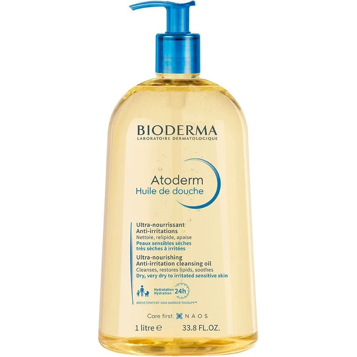 Bioderma Atoderm Huile de Douche, 1 l Duschöl für sehr trockene und empfindliche Haut, geeignet für Gesicht und Körper