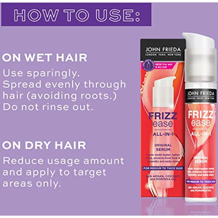 John Frieda Frizz Ease Original, glättendes Serum für strapaziertes Haar, 50 ml, seidige Geschmeidigkeit – Bild 6