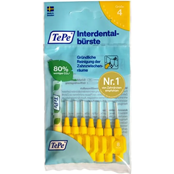 TePe Interdentalbürsten Original gelb, 0.7 mm, 8 Stück, für rundum gesunde Zähne – Bild 2