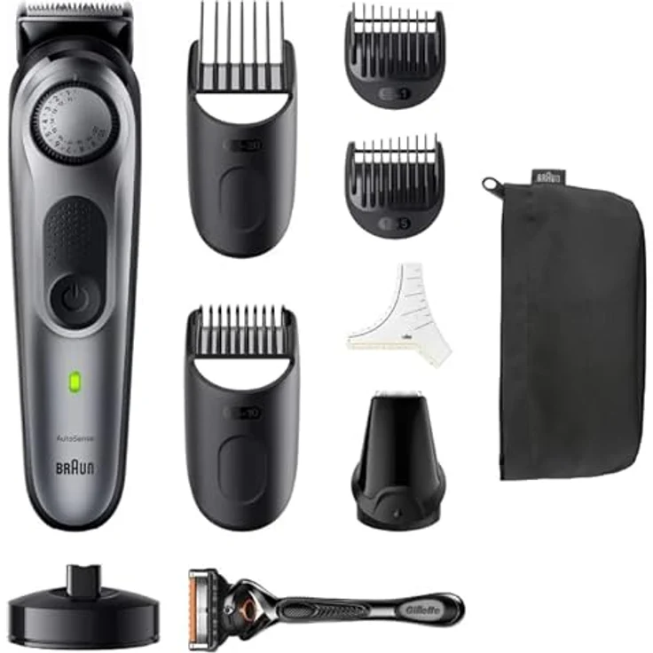 Braun Series 7 BT7420, Bartschneider Set mit Friseurtools und Gillette Rasierer, schwarz – Bild 4