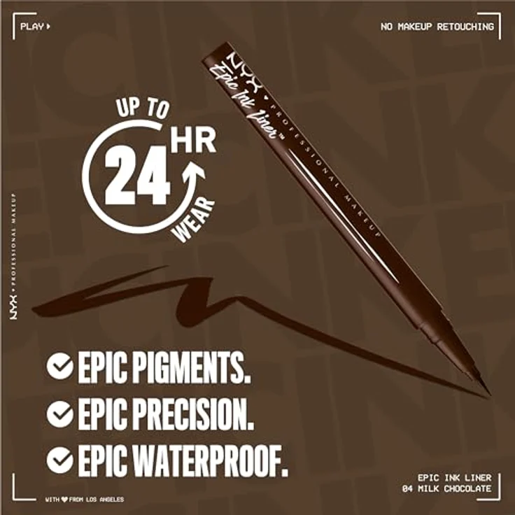 NYX Professional Makeup Epic Ink Liner, Eyeliner 1 ml, vegan, wasserfest, Farbe: Milk Chocolate – Bild 5
