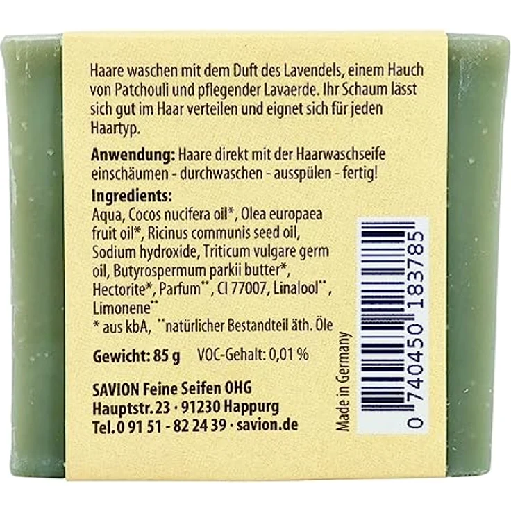 Savion Haarwaschseife Oriental | Bio & Natürlich | Lavendelduft & Patchouli | Vegan | Palmölfrei | Plastikfrei, 85g – Bild 5