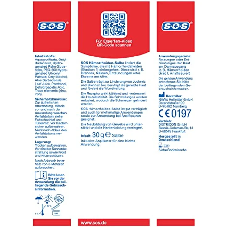 SOS Hämorrhoiden-Salbe Körpercreme 30 g – Bild 4
