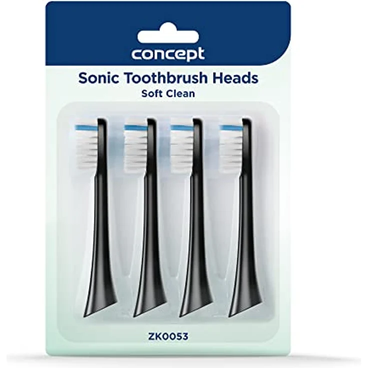 Concept Zahnbürstenkopf ZK0053, Set mit 4 weichen Bürstenköpfen für sanfte Reinigung, schwarz – Bild 3