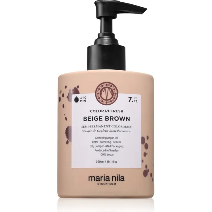 Maria Nila Colour Refresh, Sanfte nährende Maske ohne permanente Farbpigmente, Beige Brown 7.23, 300 ml