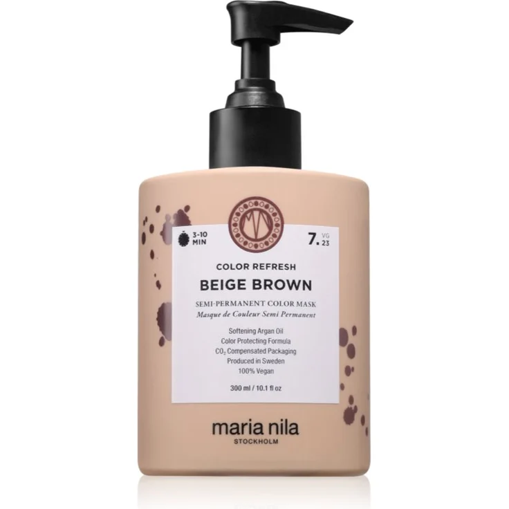 Maria Nila Colour Refresh, Sanfte nährende Maske ohne permanente Farbpigmente, Beige Brown 7.23, 300 ml