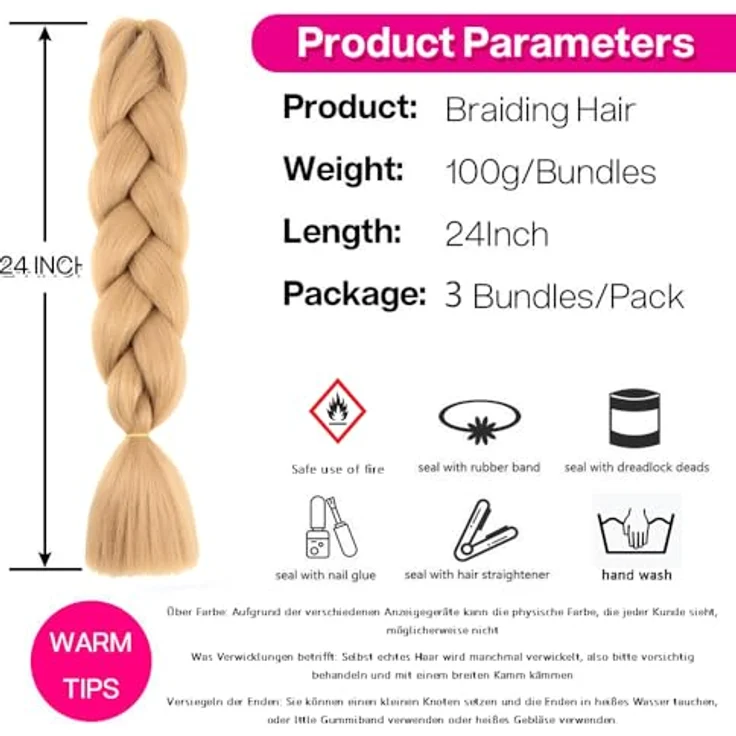 Shangxiu Jumbo-Flechthaar, braune Braids Extensions aus Kunsthaar, 24" (60 cm), 600g, schuppenfrei und weich – Bild 3