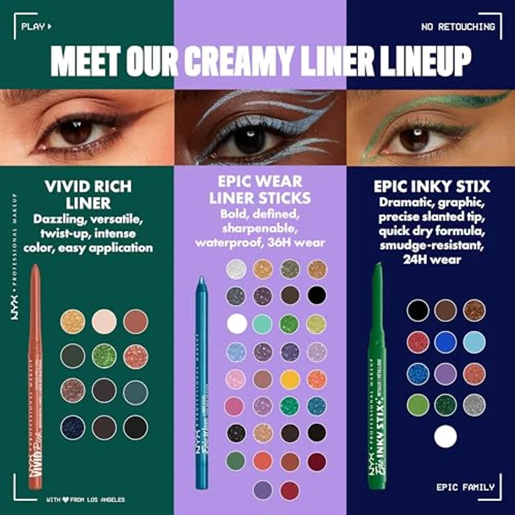 NYX Professional Makeup Epic Inky Stix Gel-Eyeliner, Farbton 06 Cobalt, 1 g - präzise Linie, schnell trocknend, verwischt nicht – Bild 7