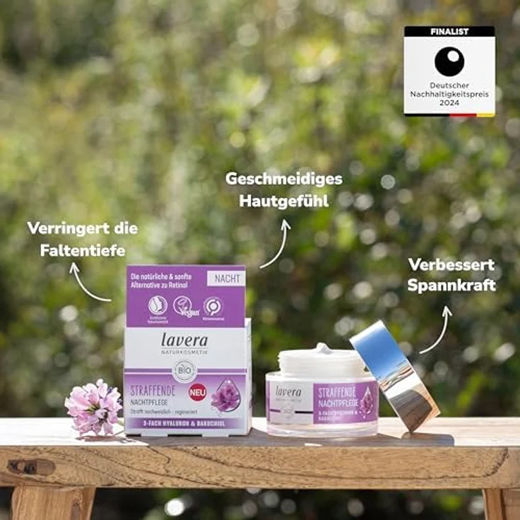 lavera Straffende Nachtpflege, 50 ml - mit Green Lift Complex und Hyaluron, für ein jugendliches Hautbild – Bild 3
