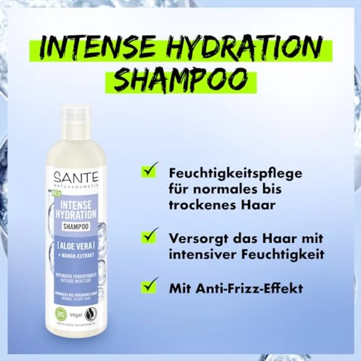 Sante Naturkosmetik Intense Hydration Shampoo, 250 ml - Feuchtigkeitsspendendes Shampoo für trockenes Haar, Aloe Vera + Mango-Extrakt – Bild 4