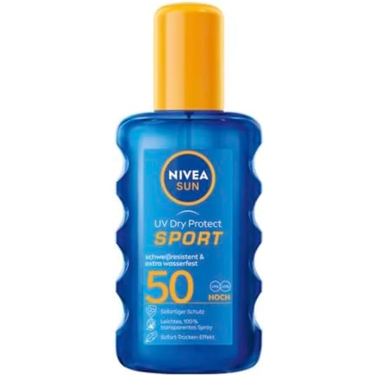 NIVEA SUN UV Dry Protect Sport Sonnenspray LSF 50 (200 ml), 100% transparenter Sonnenschutz speziell für Sportler, schweißresistente & extra wasserfeste Sonnencreme – Bild 1