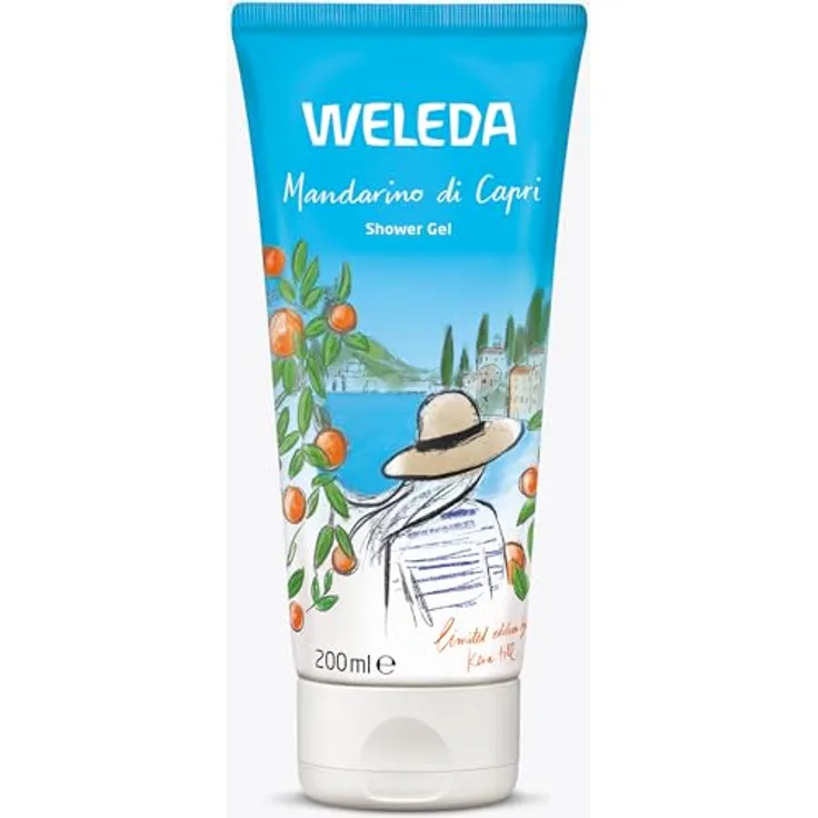 WELEDA Bio Mandarino di Capri Duschgel vegan - Limitierte Edition mit Mandarine/Rosmarin Duft - Natürliche Hautpflege Duschseife, 200ml