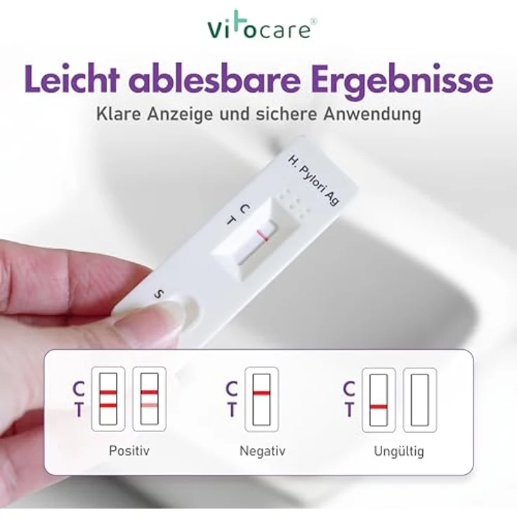 Vitocare Helicobacter Pylori Testset, 2 sterile Stuhltests mit schneller Ergebnisermittlung nach 10 Minuten – Bild 4