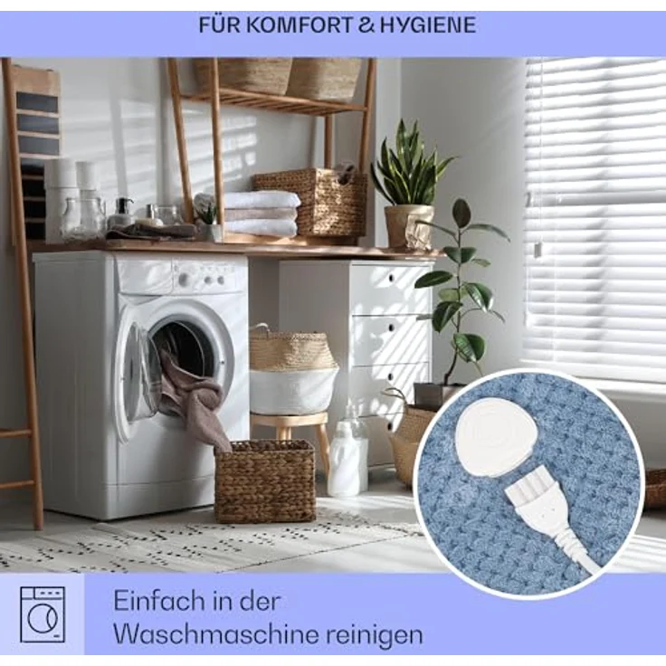 Klarstein Dr. Watson Deluxe XL Heizdecke, 180 x 130 cm, waschbar, 9 Heizstufen, flauschiges Sherpa- und Beibei-Fleece, LED Timer, 160 W – Bild 5