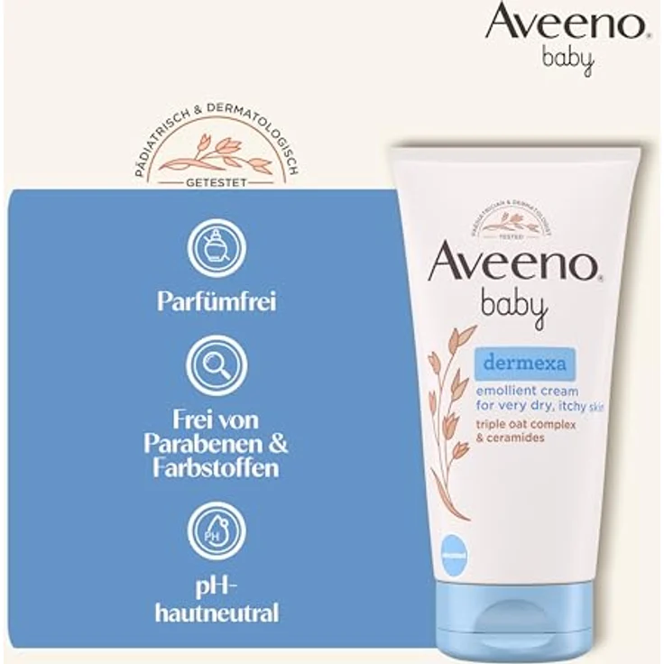 Aveeno Baby Dermexa Emollientien Creme, feuchtigkeitsspendende Körperpflege für empfindliche Haut, 150 ml – Bild 5