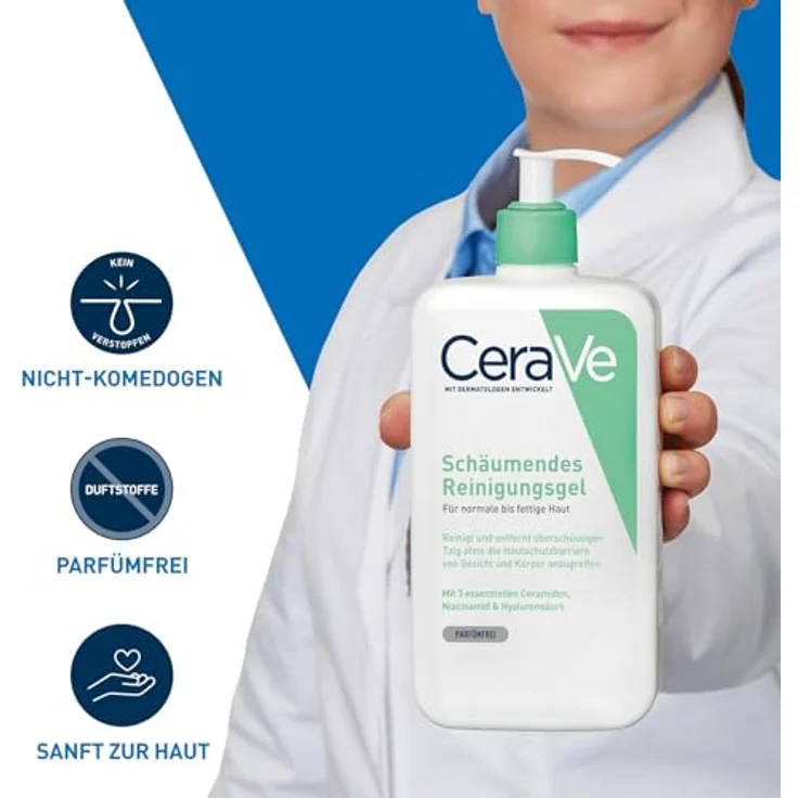 Cerave FOAMING CLEANSER for normal to oily skin 1000 ml mit tiefenreinigender Wirkung für alle Hauttypen – Bild 3