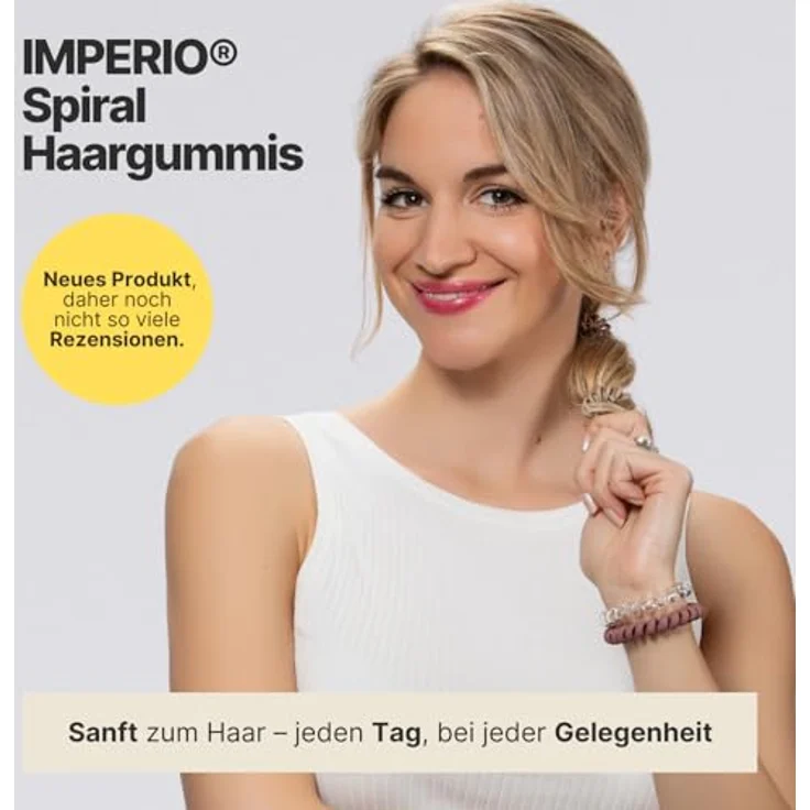 IMPERIO Spiral Haargummi, Premium Haargummi für Damen & Mädchen, transparent klein, verhindert Haarbruch, Spliss & Verknotungen – Bild 2