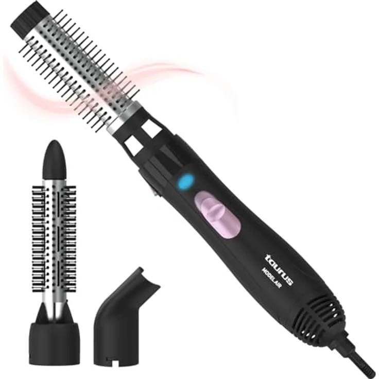 Taurus Haarformer Model Air, Föhn mit 1200 W, 3 Temperatureinstellungen und 3 Aufsätzen, inklusive Aufbewahrungstasche – Bild 1