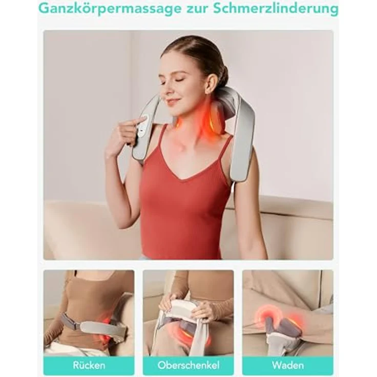SKG H5 Mini Nackenmassagegerät, kabellos mit 6D Tiefengewebsmassage, Wärme und 3 Massagemethoden, für Nacken, Schulter und Beine, ideale Geschenke für Männer und Frauen – Bild 5