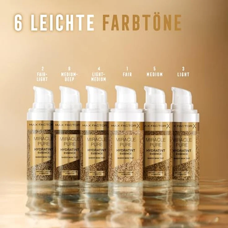 MAX FACTOR Foundation Miracle Pure Hydratint Essence 6 Medium-Deep, 30 ml, vegane Feuchtigkeitsformel mit 24 Stunden Hydration und natürlichem Glow – Bild 8