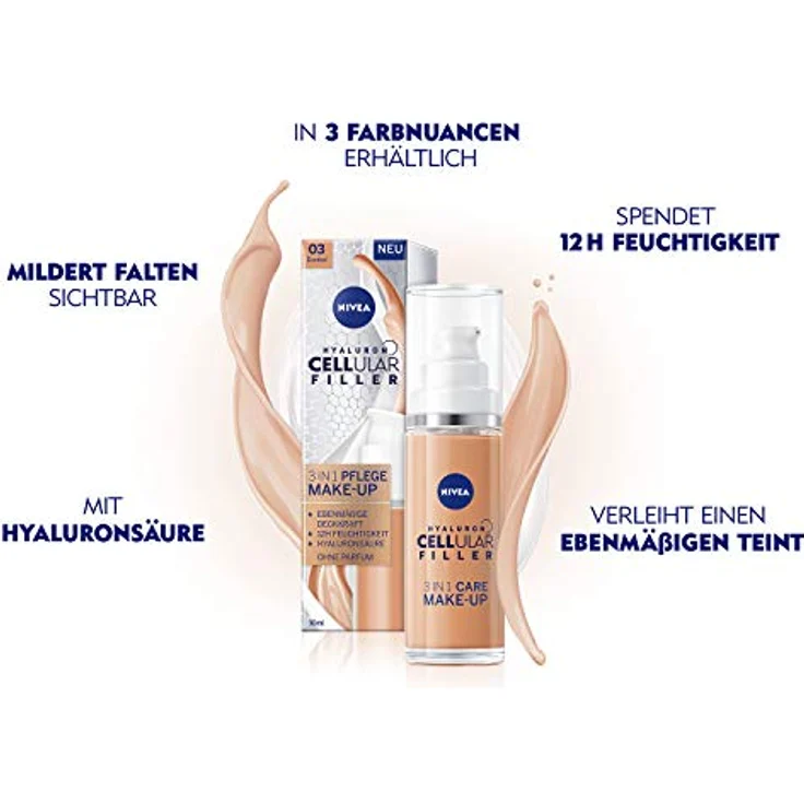 Nivea Hyaluron Cellular Filler 3in1 Care Make-Up 30 ml Nr. 03 - Dunkel – Bild 3