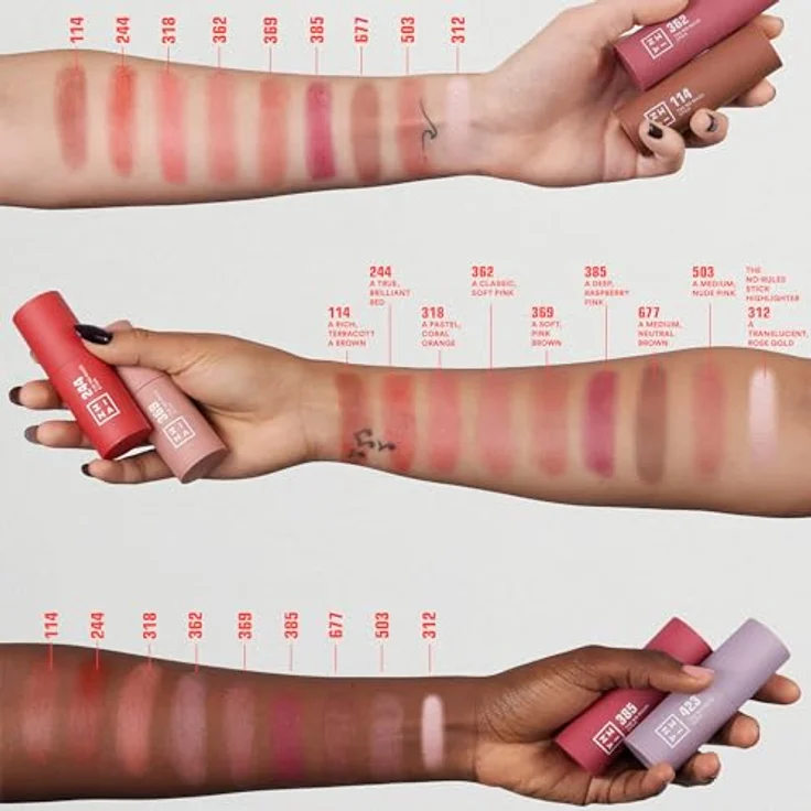 3INA The No-Rules Stick Highlighter 312 Blush, cremiger Farbton für Augen, Lippen und Wangen, Neutral Brown, 5 g – Bild 4