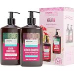 ARGANICARE Shampoo + Nach-Shampoo mit Keratin | regeneriert intensiv das Haar | beugt Spliss vor und behandelt Spliss | weiches und seidiges Haar | hergestellt in Frankreich | 2 x 400 ml