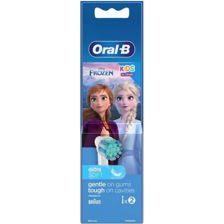 Braun Oral-B Frozen EB 10-2, Ersatzbürstenköpfe für Kinder, 2er Pack mit Disney Frozen Motiv, extraweiche Borsten