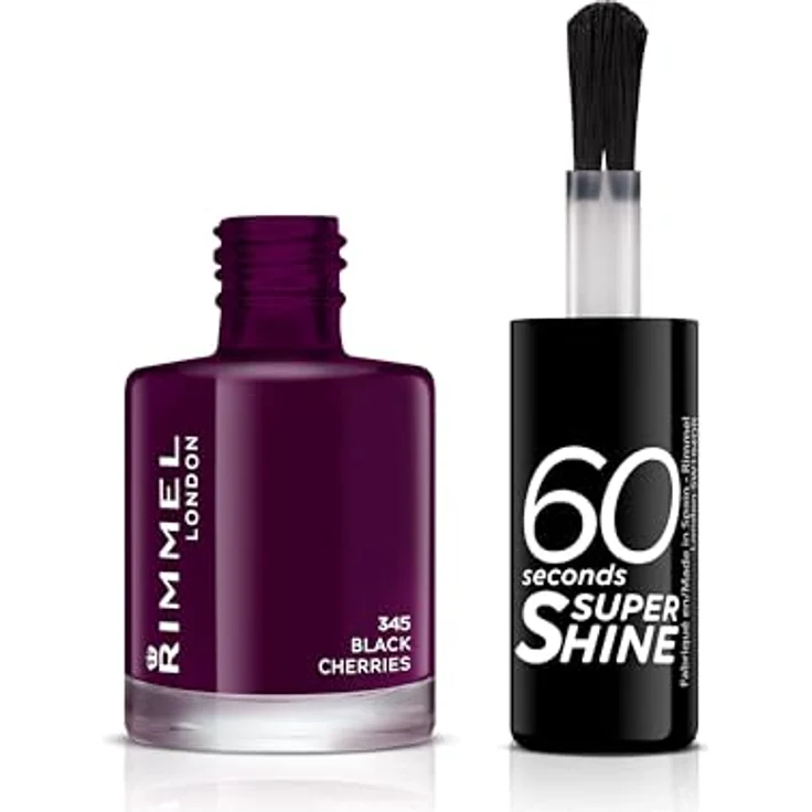 Rimmel London 60 Seconds Super Shine Schnell trocknender Nagellack 8 ml Farbton 345 Black Cherries – Bild 2