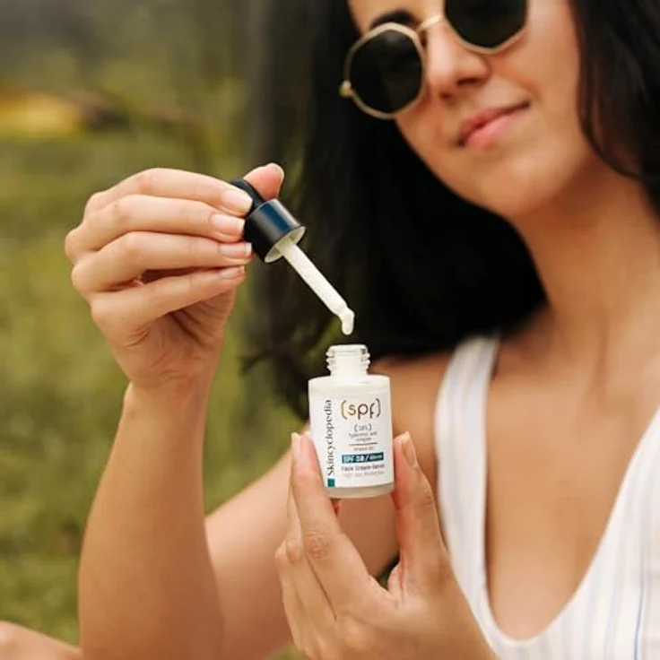 Skincyclopedia Sonnenschutz Hyaluron Serum, LSF 50 Gesichtsserum mit 10% Hyaluron-Komplex und Vitamin B5, Face Sun Protection with SPF 50, UVA und UVB, Sonnenschutz mit hohem Breitspektrumschutz, 30ml – Bild 3