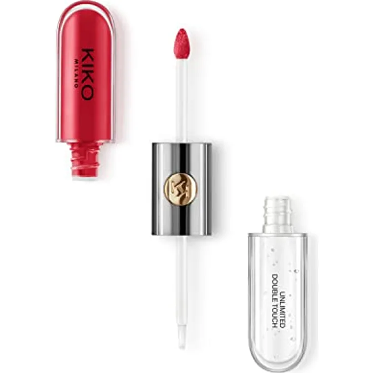 KIKO Milano Unlimited Double Touch, langanhaltender flüssiger Lippenstift, Farbton 109 Strawberry Red, 6 ml, glättende Textur, schneller Trocknungsprozess, nicht verwischend