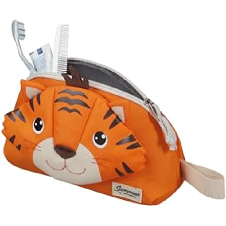 Samsonite Happy Sammies Eco Kulturbeutel, 22 cm, 2.5 L, Orange (Tiger Toby), recyceltes Material, PVC-frei, mit 3D-Details – Bild 5