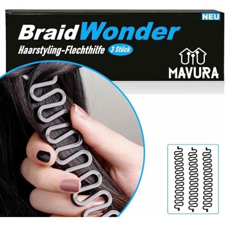 BraidWonder Flechtwunder Stylinghilfe Flechthilfe Frisurenhilfe, Braider Zopfhilfe Haardreher Werkzeug, zum Flechten von Haare Dutt Haarstyling [3er Set] – Bild 1